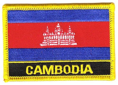 Fahnen Aufnäher Kambodscha Schrift