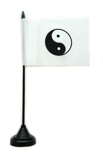 Fahne / Tischflagge Ying Yang weiß NEU 11 x 16 cm Fahne