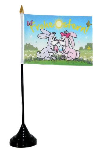 Tischfahne Frohe Ostern Hasenpaar NEU 11 x 16 cm Flagge Fahne