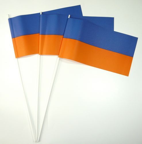 Papierfahnen Blau Orange Papierfahnen Sonderformate Fahnenwelt