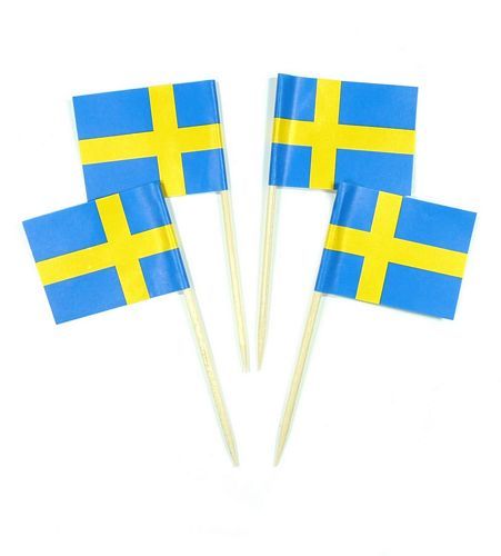 50 Minifahnen Dekopicker Schweden 30 x 40 mm