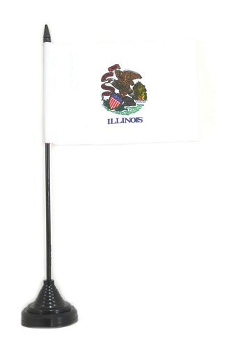 Fahne / Tischflagge USA - Illinois NEU 11 x 16 cm Fahne