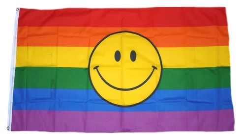Fahne / Flagge Regenbogen Smile 90 x 150 cm