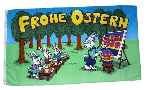 Fahne / Flagge Frohe Ostern Hasenschule 90 x 150 cm
