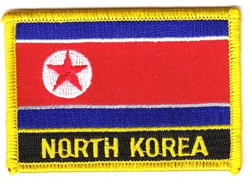 Fahnen Aufnäher Nordkorea Schrift