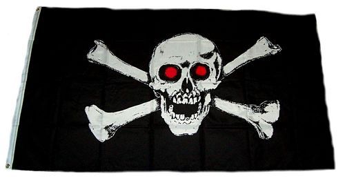 Fahne / Flagge Pirat rote Augen 90 x 150 cm
