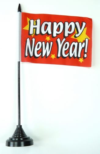 Fahne / Tischflagge Happy New Year 11 x 16 cm Flaggen