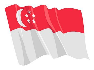 Fahnen Aufkleber Sticker Singapur wehend