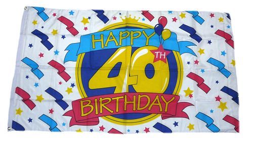 Fahne / Flagge Happy Birthday 40. Geburtstag 90 x 150 cm