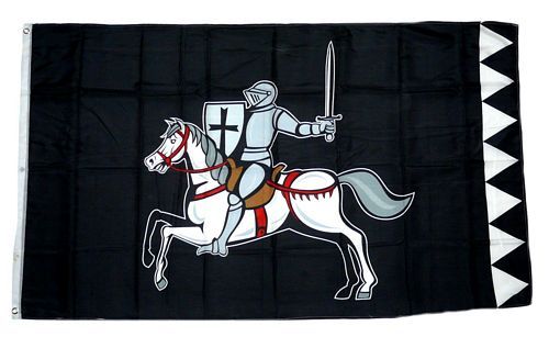 Fahne / Flagge Ritter mit Pferd schwarz 90 x 150 cm