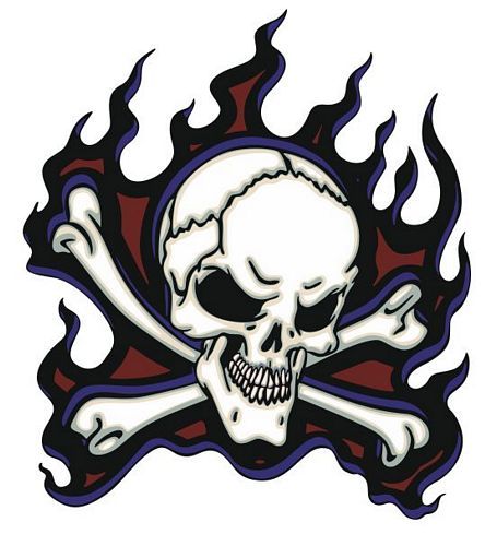 Aufkleber Sticker Totenkopf Flammen